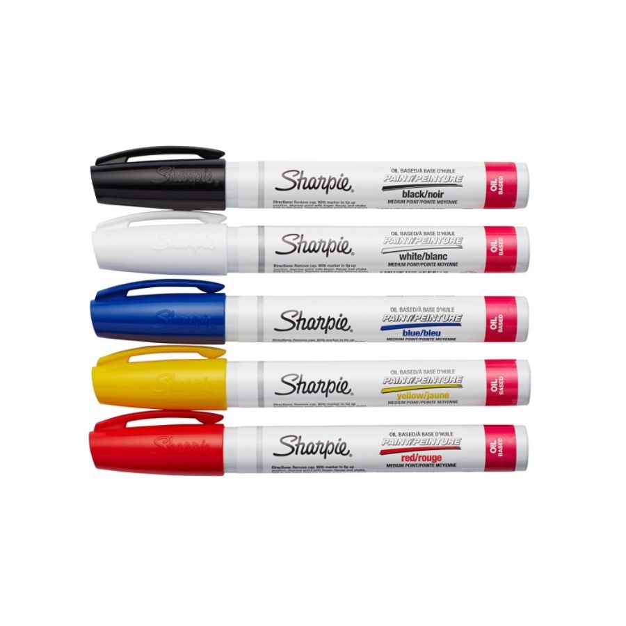 slide 3 of 5, Sharpie Oil-Based Paint Markers, Medium Point, Assorted Colors, 5 ct
