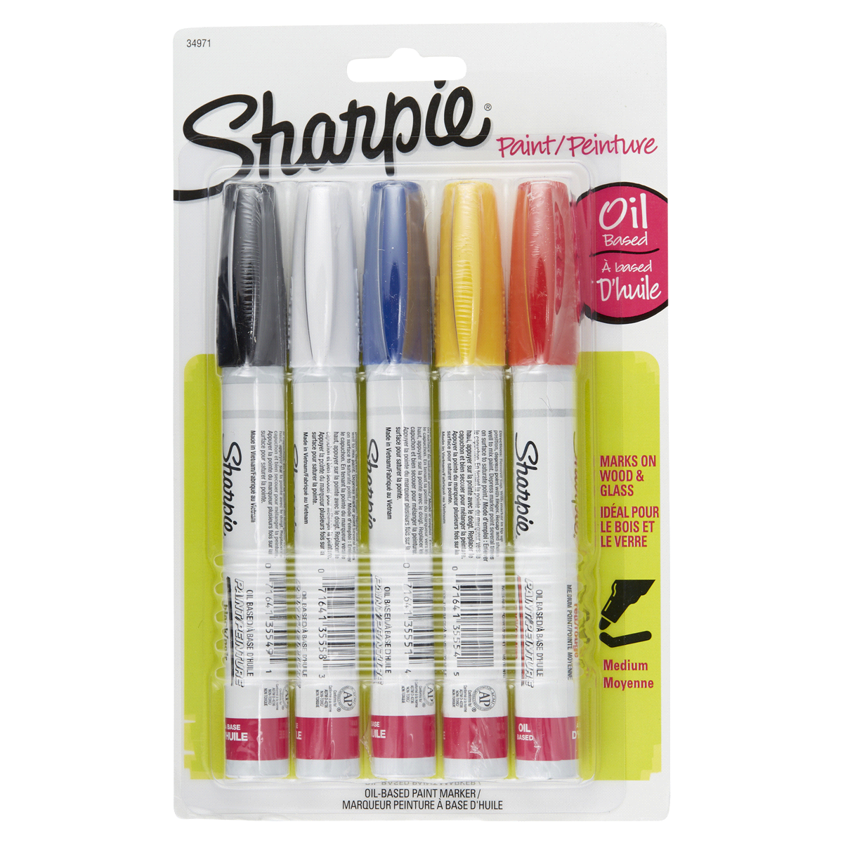 slide 1 of 5, Sharpie Oil-Based Paint Markers, Medium Point, Assorted Colors, 5 ct