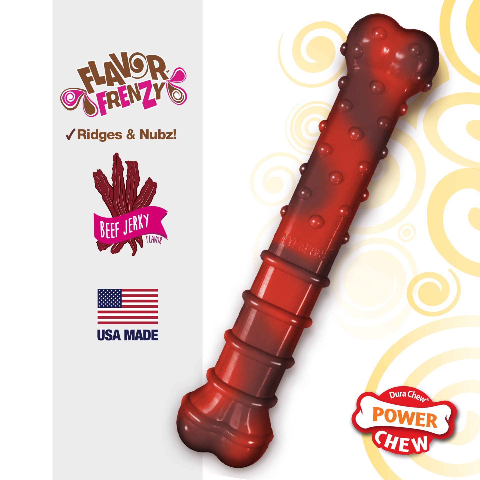 slide 6 of 10, Nylabone Flavor Frenzy Power Chew Durable Dog Chew Toy Beef Jerky Large/Giant - Up to 50 lbs.(1 Count), 1 ct