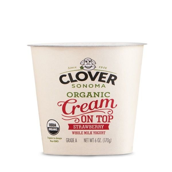 slide 1 of 3, Clover Yogurt, Whole Milk, Organic, Cream on Top, Strawberry, 6 oz