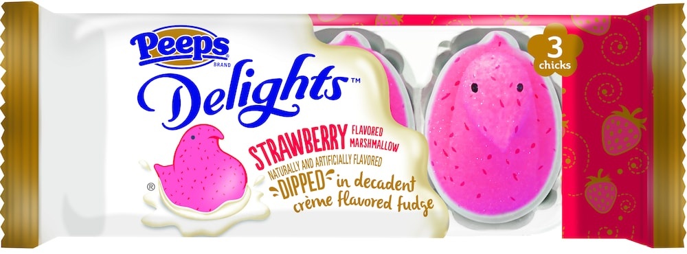 slide 1 of 1, Peeps Marshmallow Strawberry Creme Fudge Dipped Chicks, 1.5 oz