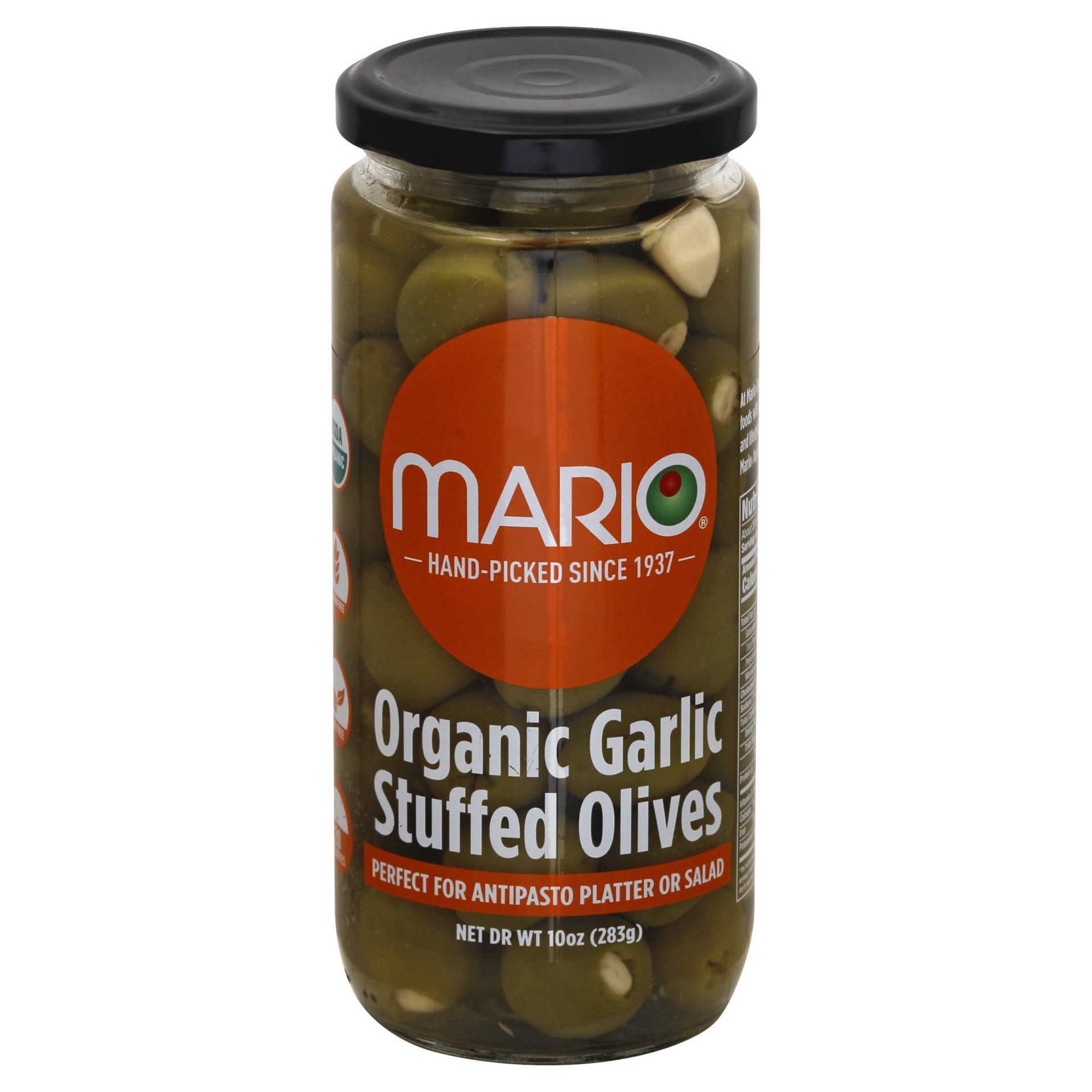 slide 1 of 2, Mario Organic Garlic Stuffed Olives, 10 oz