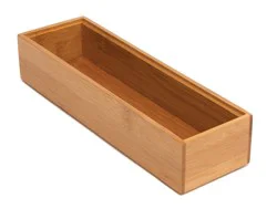 Style Selections 9-in x 3-in Brown Bamboo Wood Stackable Drawer Organizer