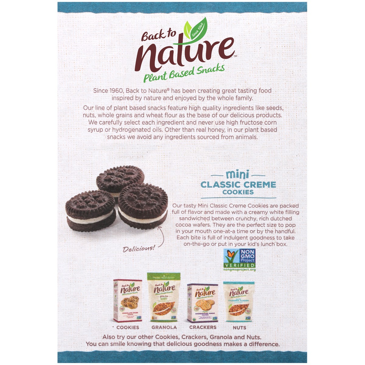 slide 5 of 9, Back to Nature™ Plant Based Snacks Mini Classic Creme Cookies 6 oz. Box, 6 oz