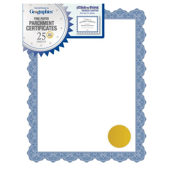 slide 1 of 2, Geographics Certificates, Employee Of The Month, Optima Blue, 25 ct; 8 1/2 in x 11 in