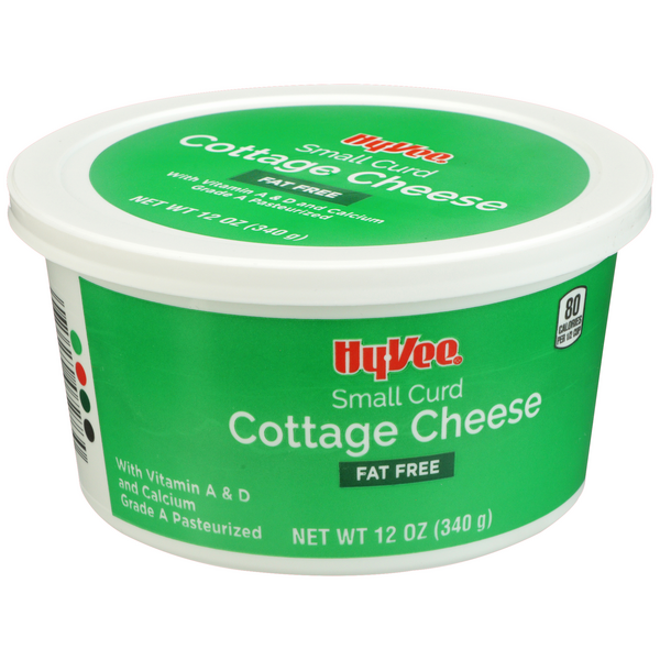 slide 1 of 1, Hy-vee Fat Free Small Curd Cottage Cheese, 12 oz