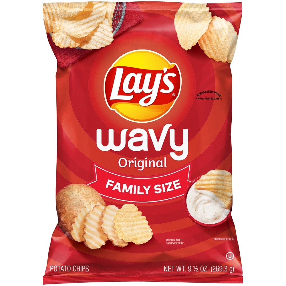 slide 2 of 4, Lay's Wavy Original Family Size Potato Chips, 10 oz