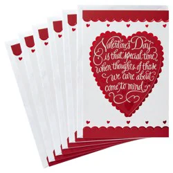 Hallmark Valentines Day Cards Pack, Heart (No. 46) (6 Valentine Cards with Envelopes)