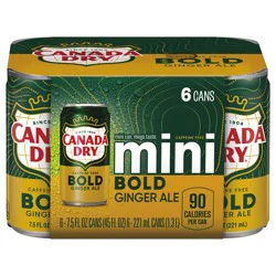 Canada Dry Bold Ginger Ale Soda, 7.5 fl oz mini cans, 6 pack