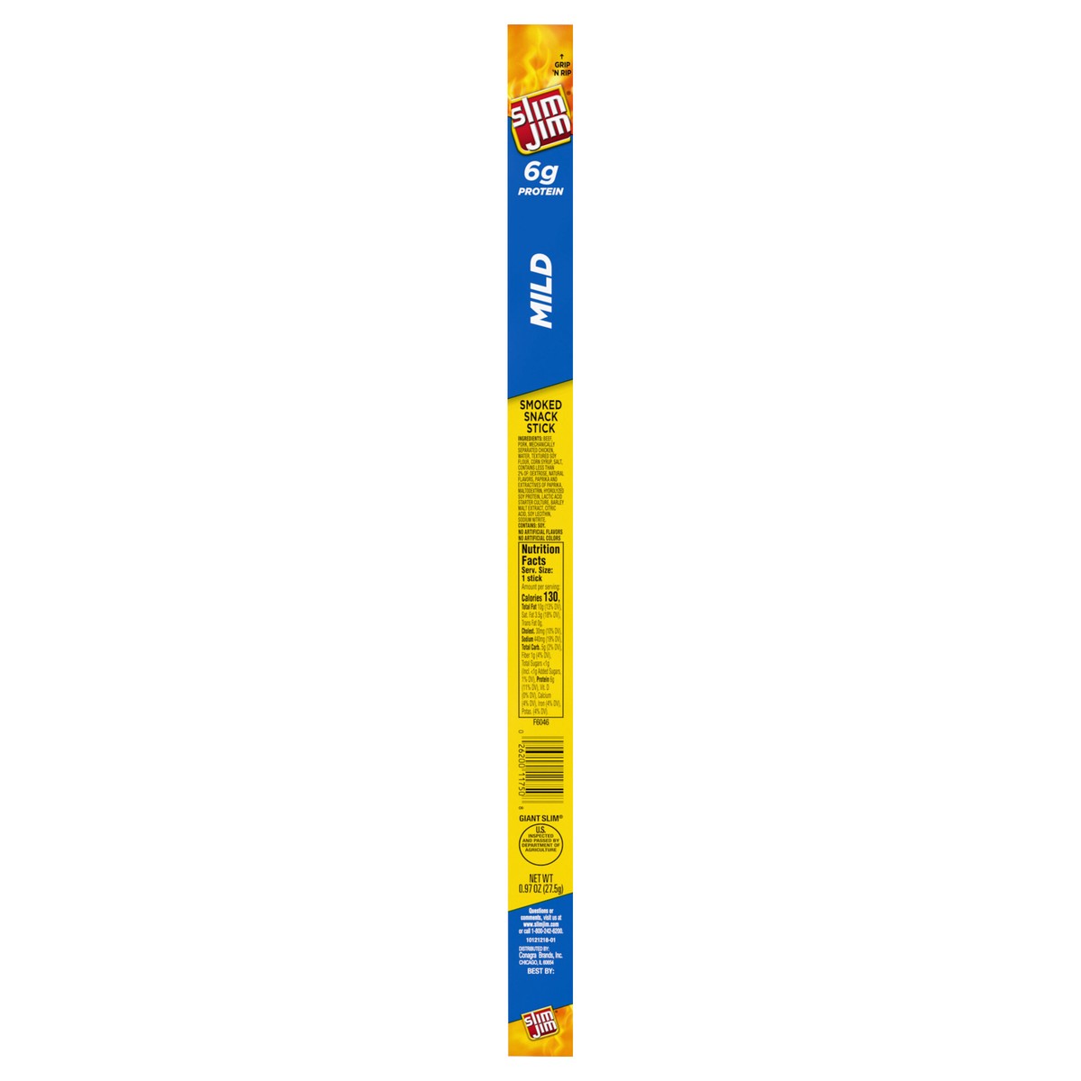 slide 1 of 2, Slim Jim Giant Sized Mild Snack Stick, 0.97 OZ Meat Snacks, 0.97 oz