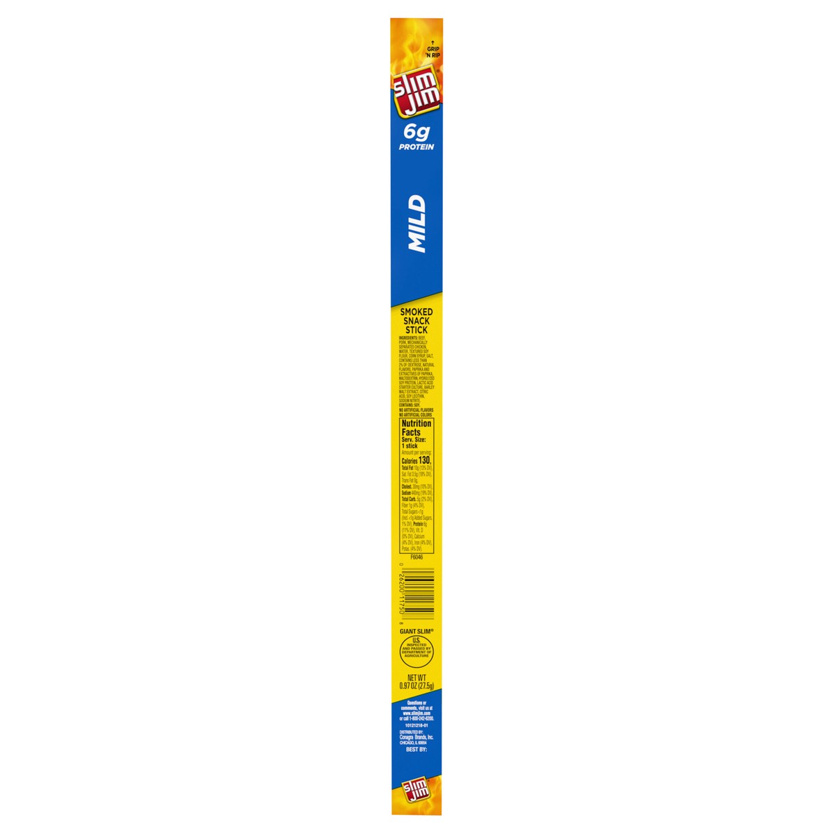 slide 1 of 2, Slim Jim Giant Smoked Meat Sticks, Mild Flavor, 6g Protein Per Stick, 0.97 oz., 0.97 oz