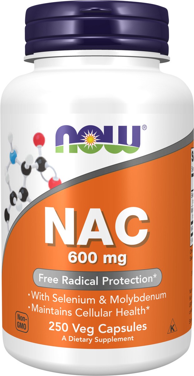 slide 2 of 2, NOW Supplements, NAC (N-Acetyl Cysteine) 600 mg with Selenium & Molybdenum, 250 Veg Capsules, 250 ct