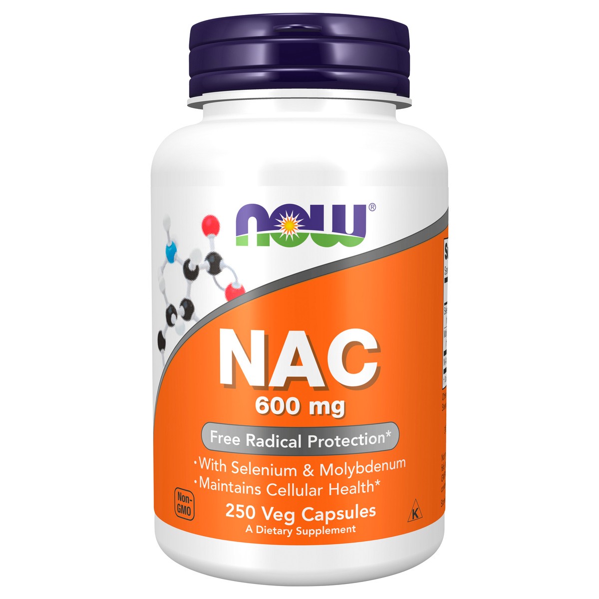 slide 1 of 2, NOW Supplements, NAC (N-Acetyl Cysteine) 600 mg with Selenium & Molybdenum, 250 Veg Capsules, 250 ct