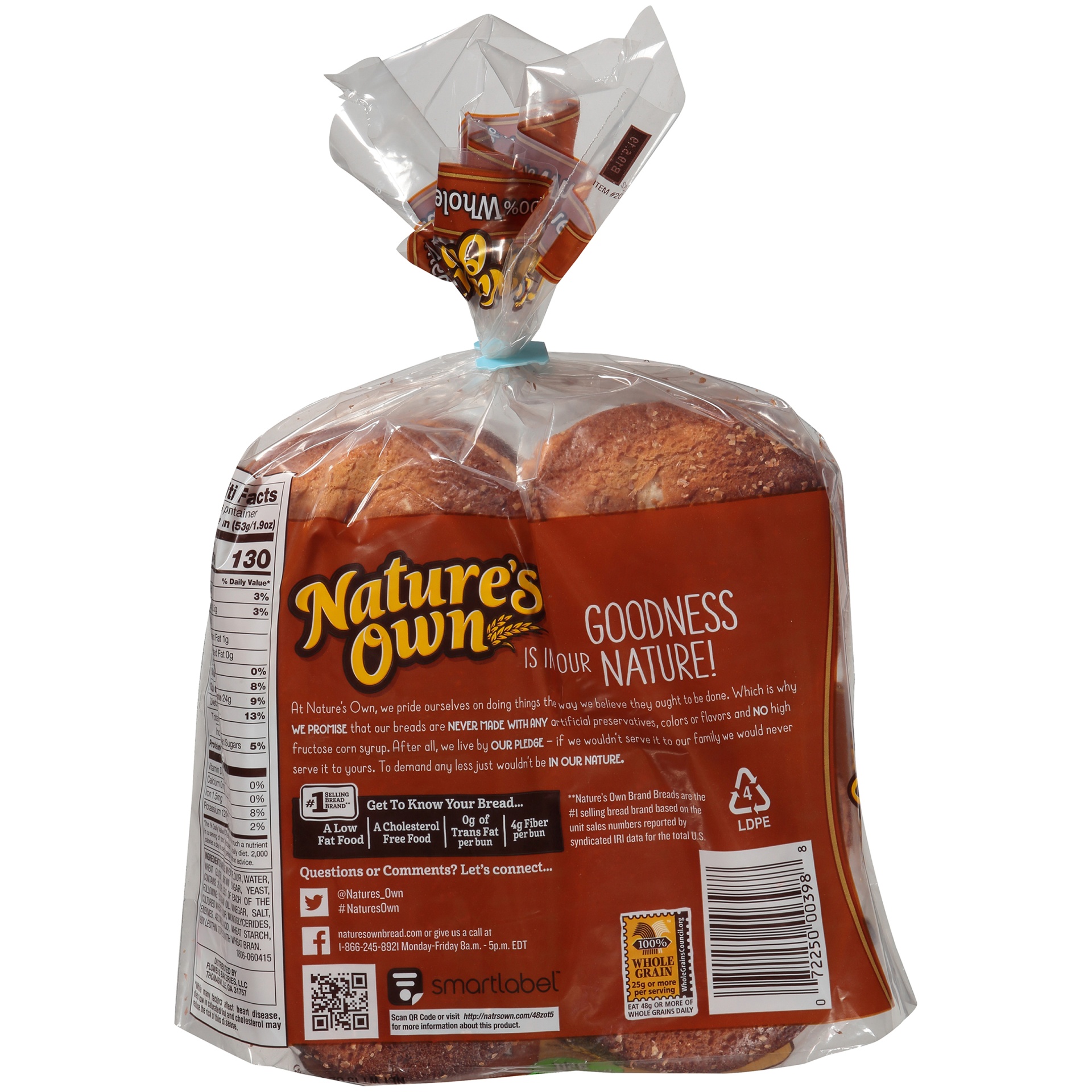 slide 7 of 8, Nature's Own 100% Whole Wheat Hamburger Buns 15 oz, 15 oz