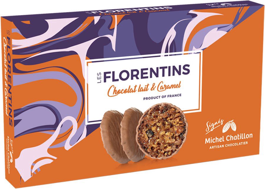 slide 1 of 1, Michel Chatillon Butter Caramel and Milk Chocolate Florentines, 3.53 oz