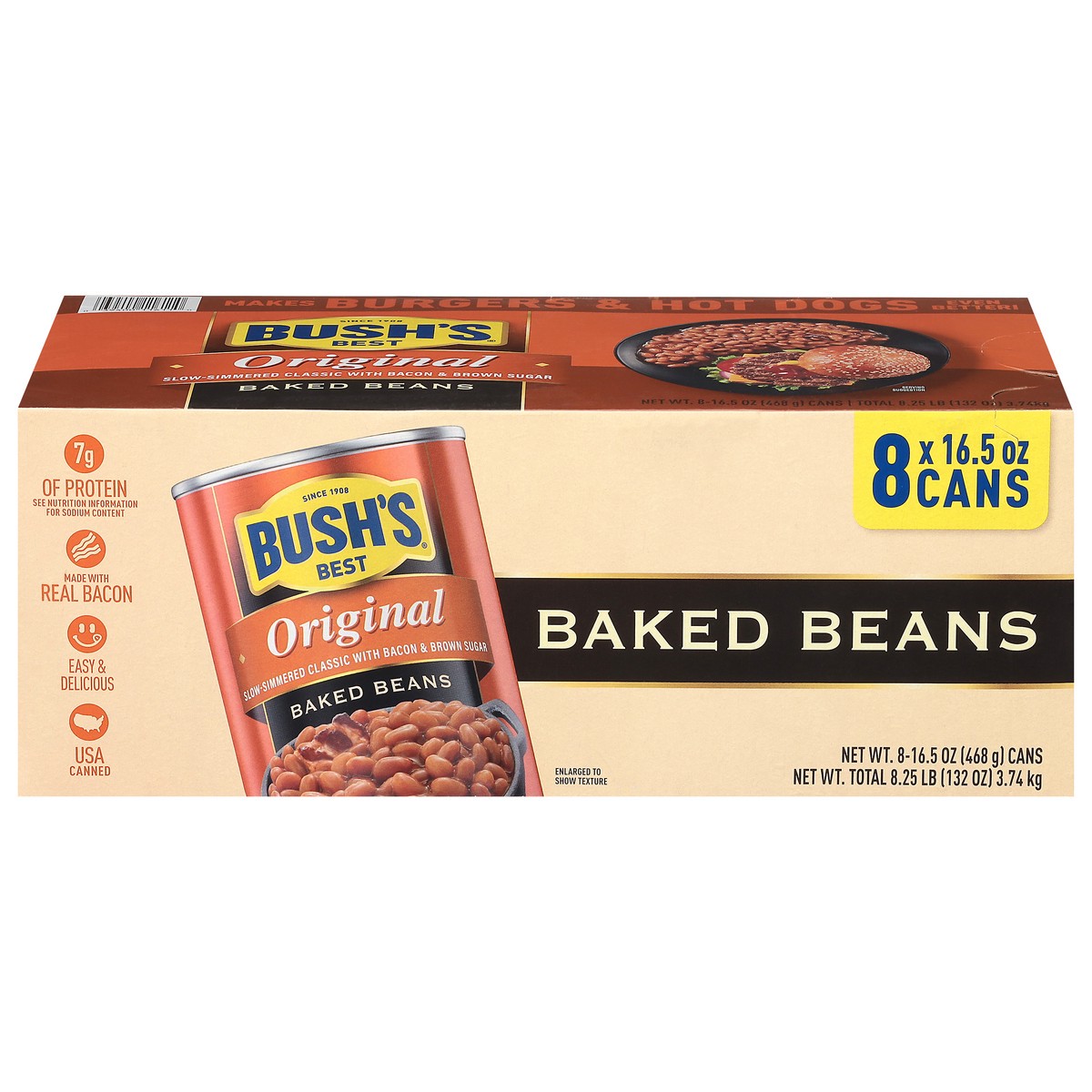 slide 1 of 10, Bush's Best Original Baked Beans 8 - 16.5 oz Cans, 8 ct