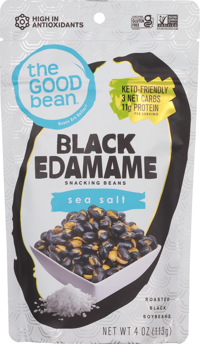 slide 9 of 13, The Good Bean Sea Salt Black Edamame 4 oz, 4 oz