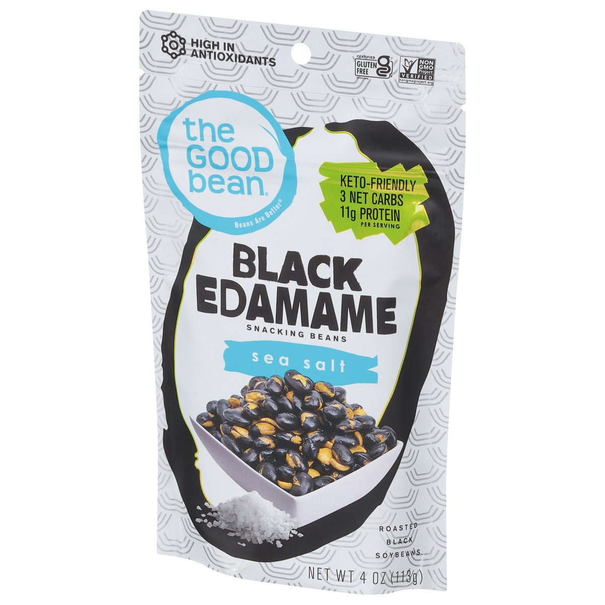 slide 13 of 13, The Good Bean Sea Salt Black Edamame 4 oz, 4 oz