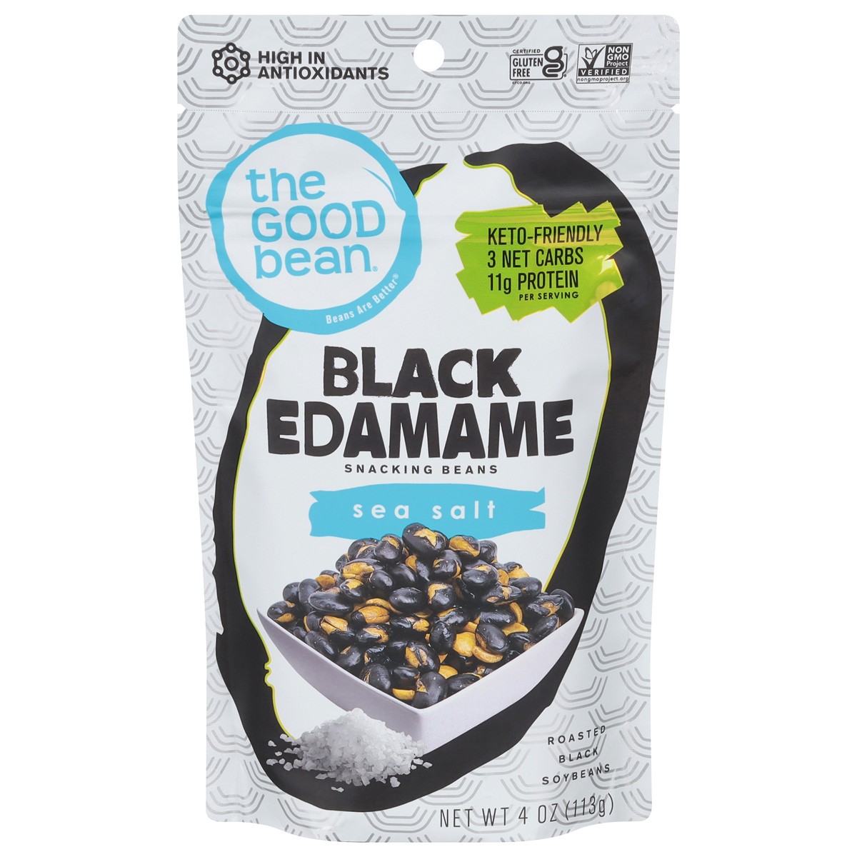 slide 7 of 13, The Good Bean Sea Salt Black Edamame 4 oz, 4 oz