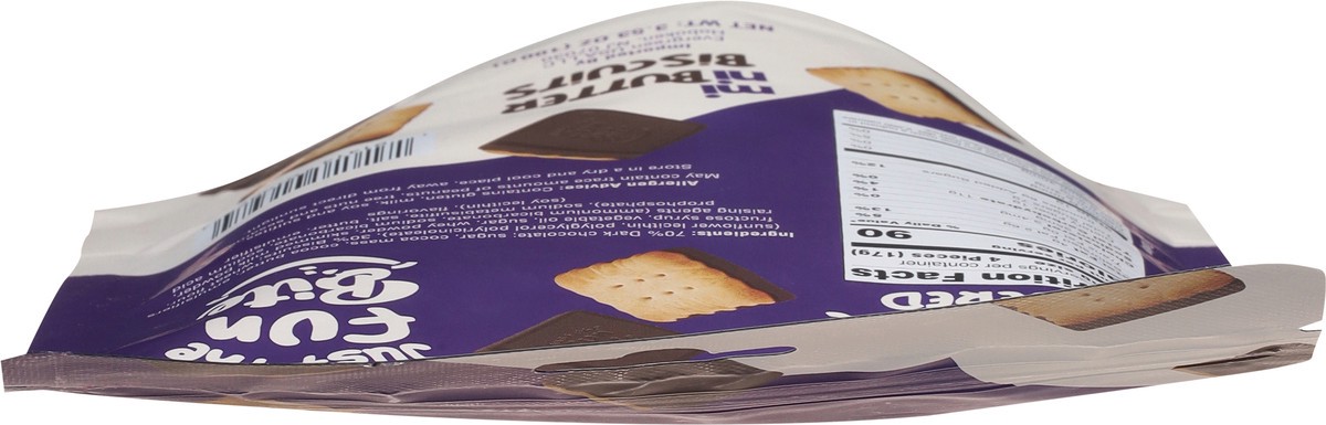 slide 7 of 13, Just the Fun Bite Mini Dark Chocolate Covered Butter Biscuits 3.53 oz, 3.53 oz