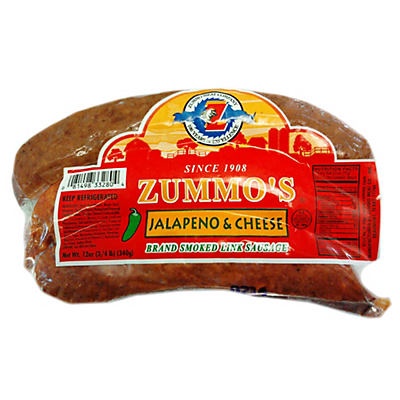 slide 1 of 1, Zummo's Jalapeno & Cheese Smoked Sausage Links, 12 oz