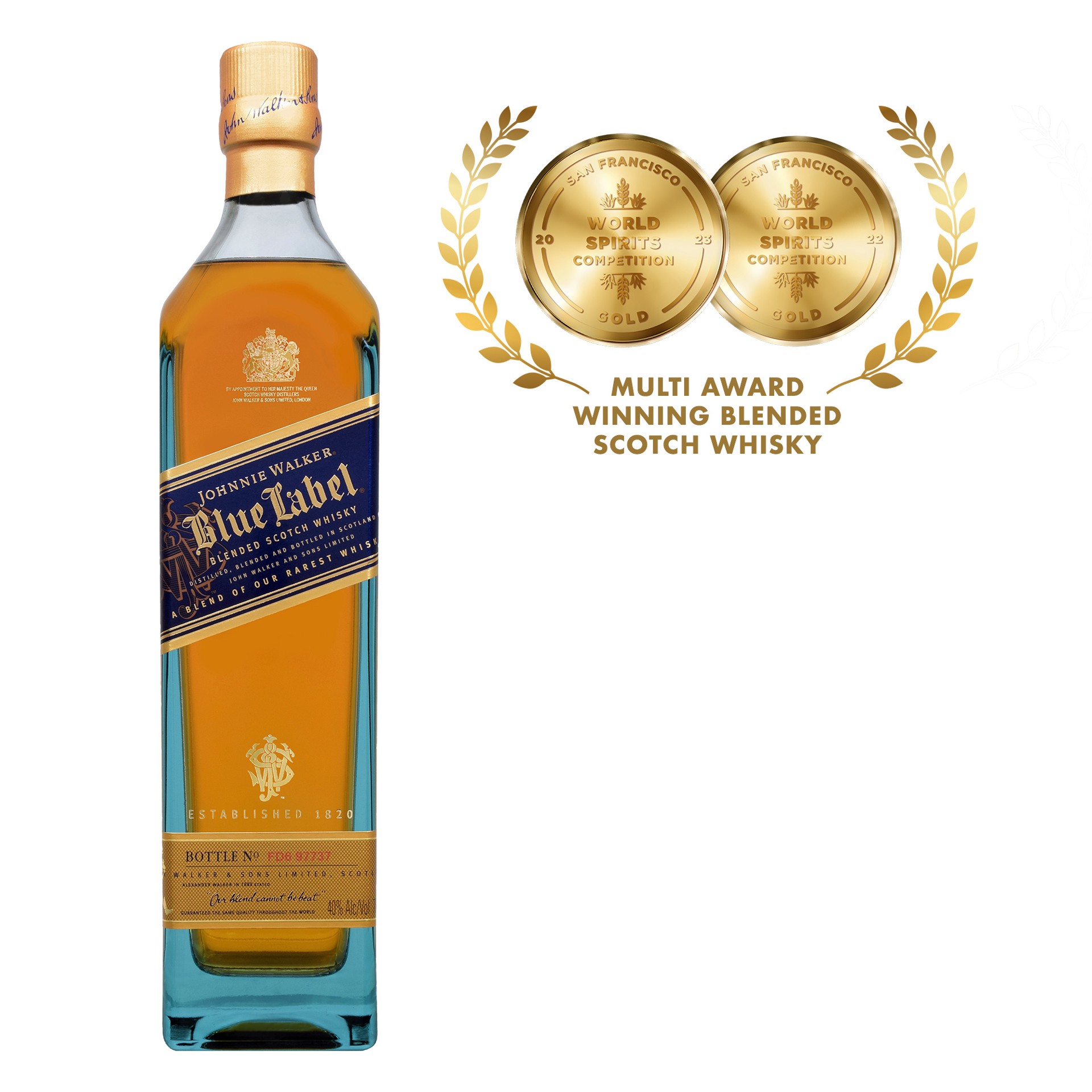 slide 2 of 2, Johnnie Walker Blue Label Blended Scotch Whisky, 750 mL Bottle with Two Crystal Glasses, 