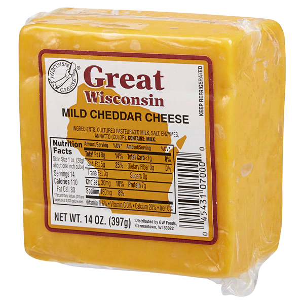 slide 1 of 1, Great Wisconsin Cut Mild Cheddar Cheese, 1 lb