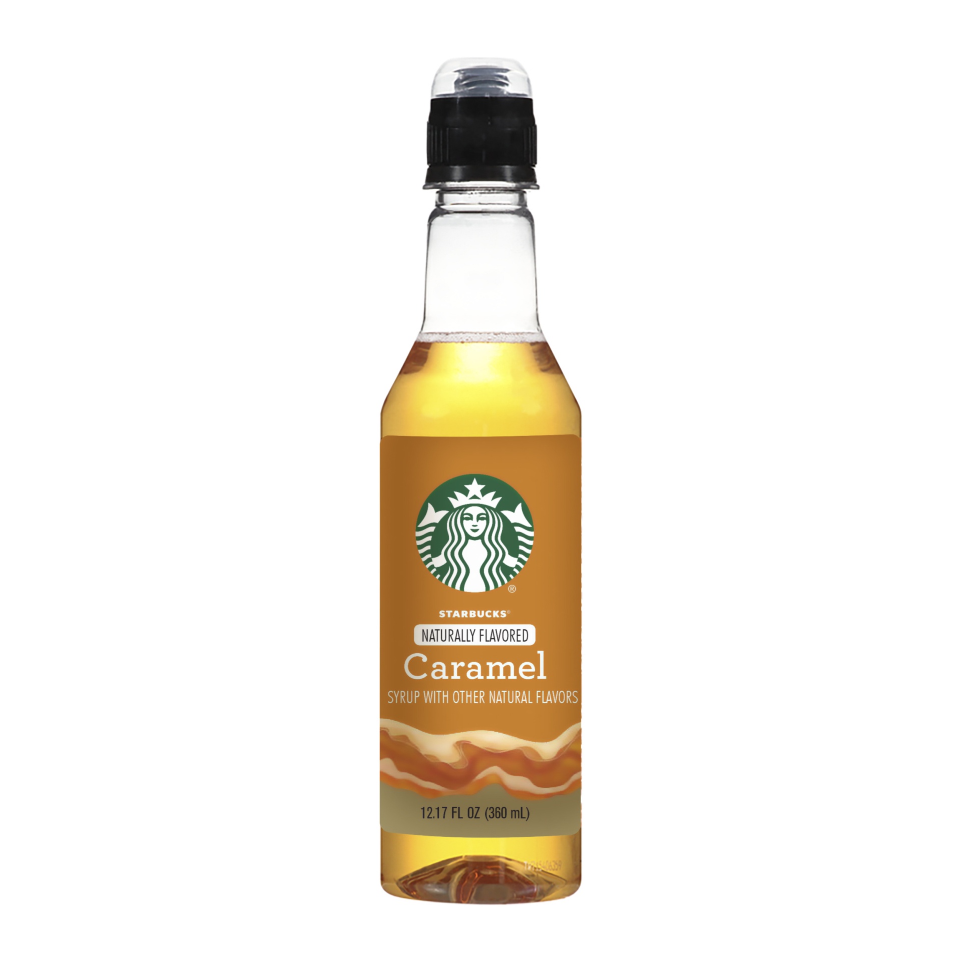 slide 1 of 6, Starbucks Naturally Flavored Caramel Coffee Syrup, 1 bottle of 12.7 fl. oz. (360 mL), 12.17 oz