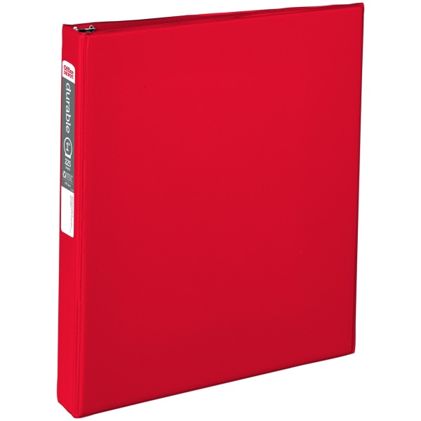 slide 1 of 5, Office Depot Brand Durable Reference Binder, 1'' Rings, Red, 1 in