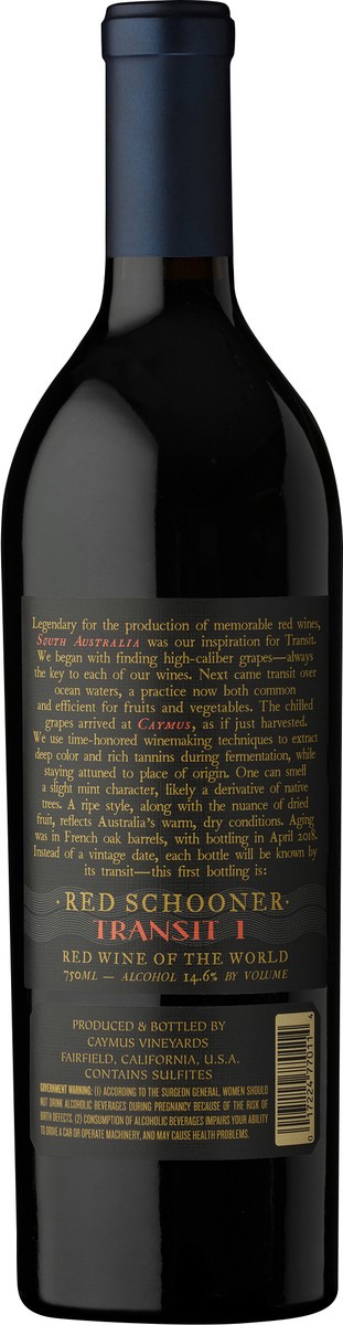 slide 4 of 6, Red Schooner 'Transit 3' Red Blend Australia 750 ml, 750 ml