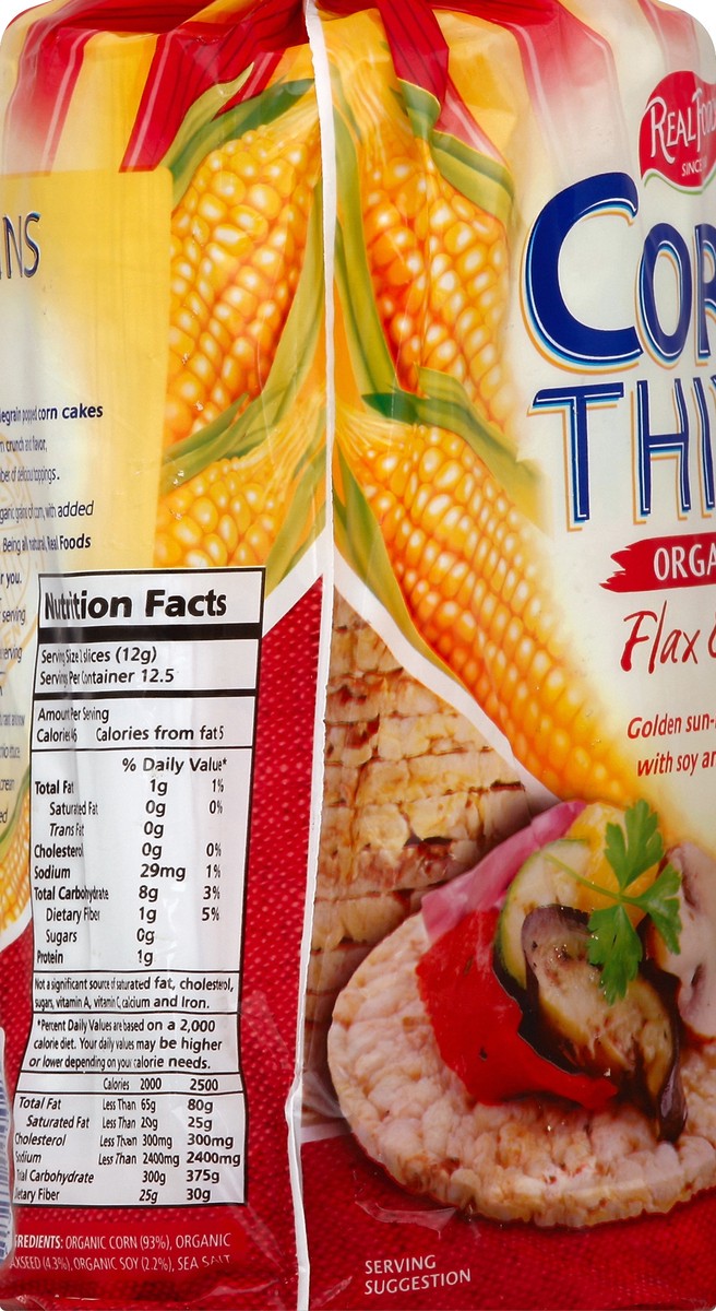 slide 3 of 6, Del Real Foods Corn Thins Organic Flax & Soy Slices, 5.3 oz