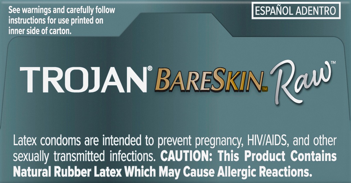 slide 8 of 10, Trojan Bareskin Raw Condoms, Thin Condoms, 10 Count Lubricated Condoms, 10 ct