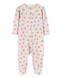 Carter's Baby Floral 2-Way Zip Waffle Knit Sleep & Play Pajamas - Khaki Khaki NB