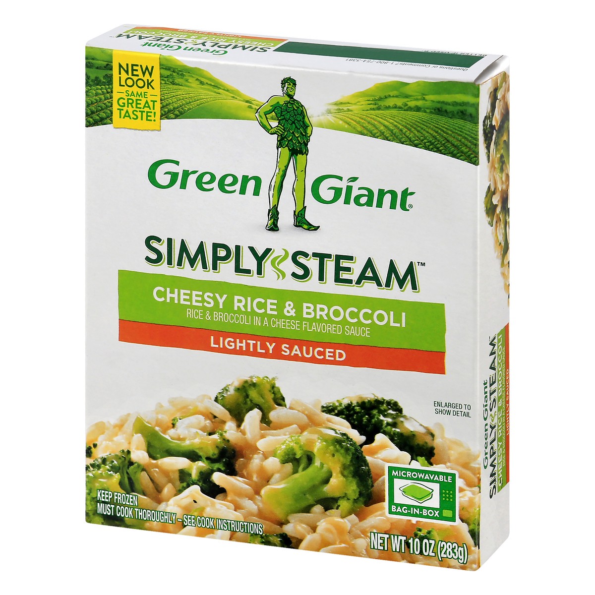 slide 3 of 9, Green Giant Simply Steam Lightly Sauced Cheesy Rice & Broccoli 10 oz, 10 oz