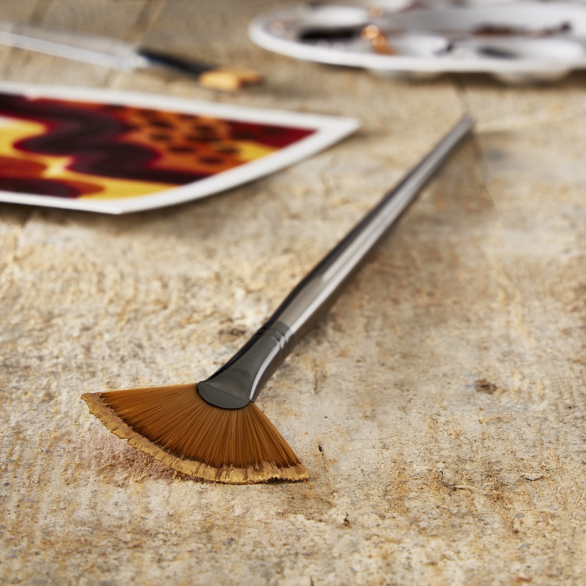 slide 2 of 2, Royal & Langnickel Zen Series 43 Long Handle Fan Brush, 1 ct