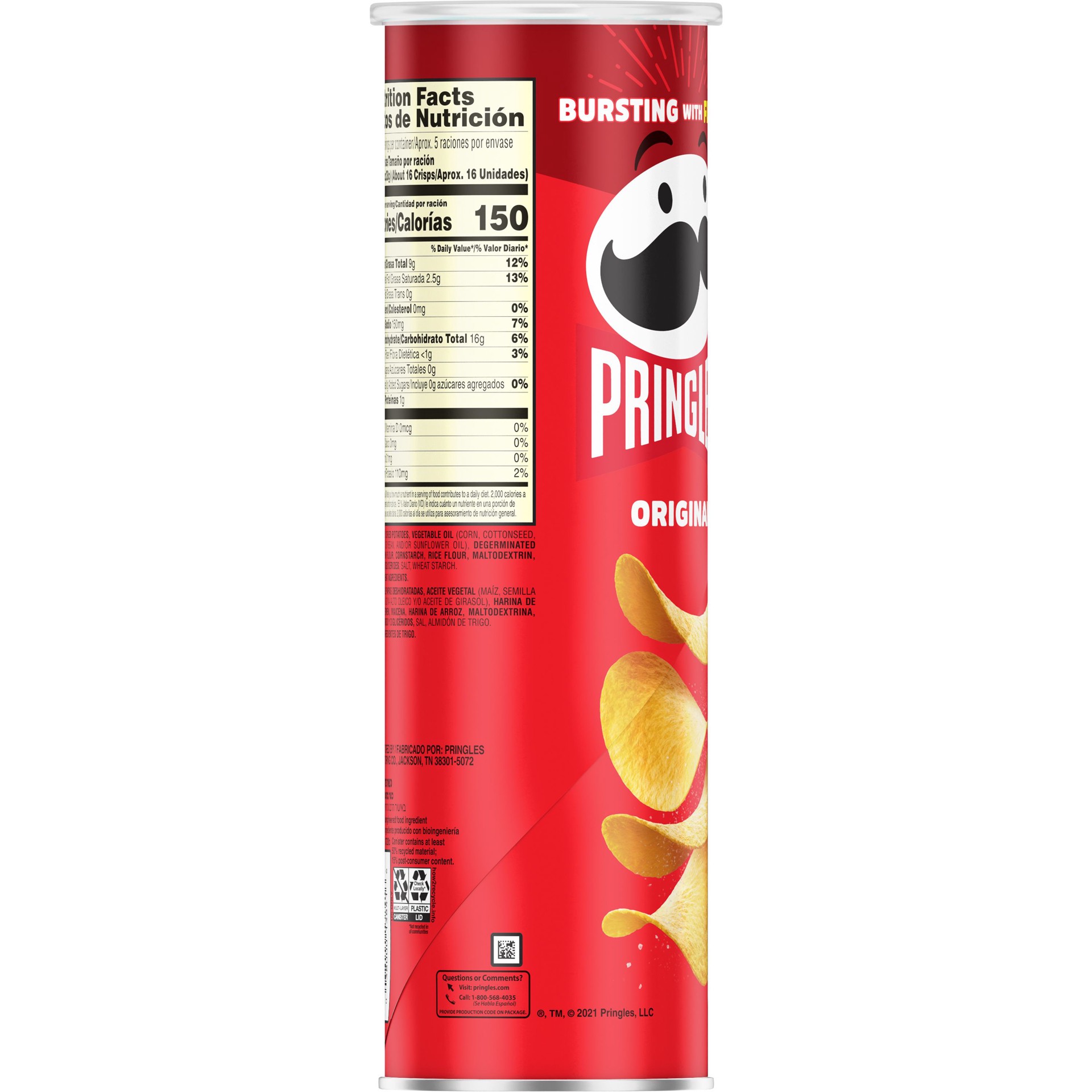 slide 3 of 5, Pringles Potato Crisps Chips, Original, 72.8 oz, 14 Count, 