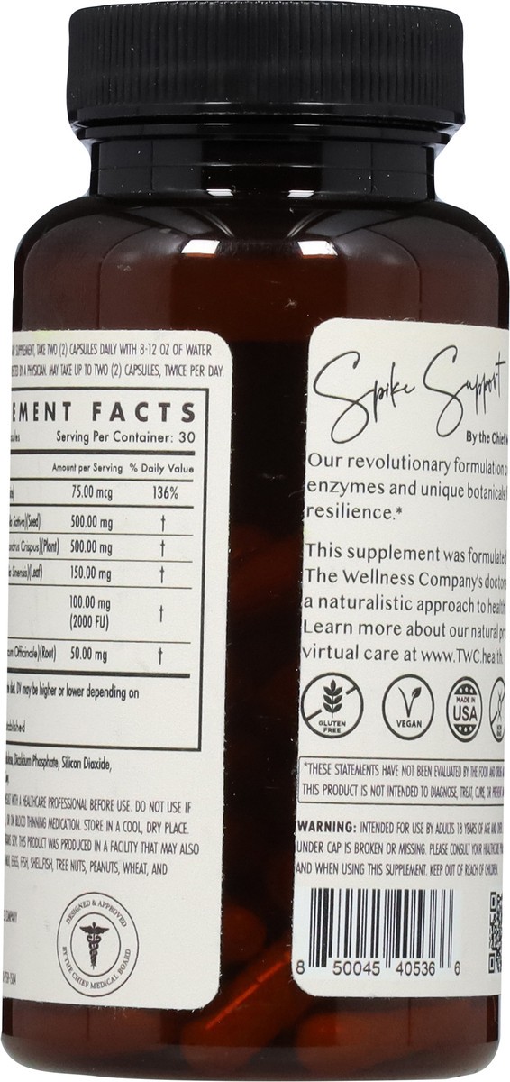 slide 15 of 15, The Wellness Company Spike Support 60 Vegetarian Capsules, 60 ct