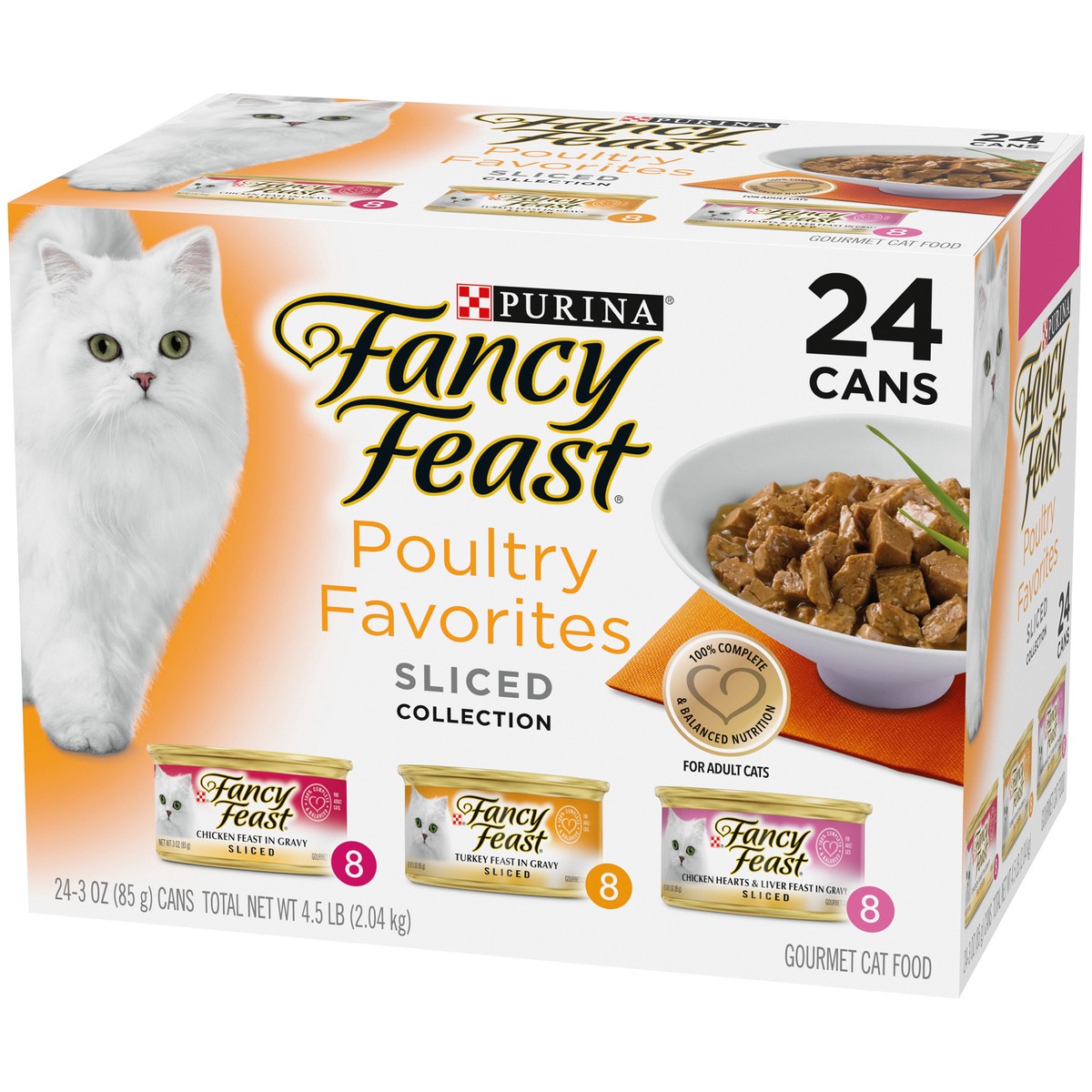 slide 2 of 9, Fancy Feast Purina Fancy Feast Sliced Poultry Favorites in Wet Cat Food Gravy Variety Pack - (24) 3 oz. Cans, 24 ct