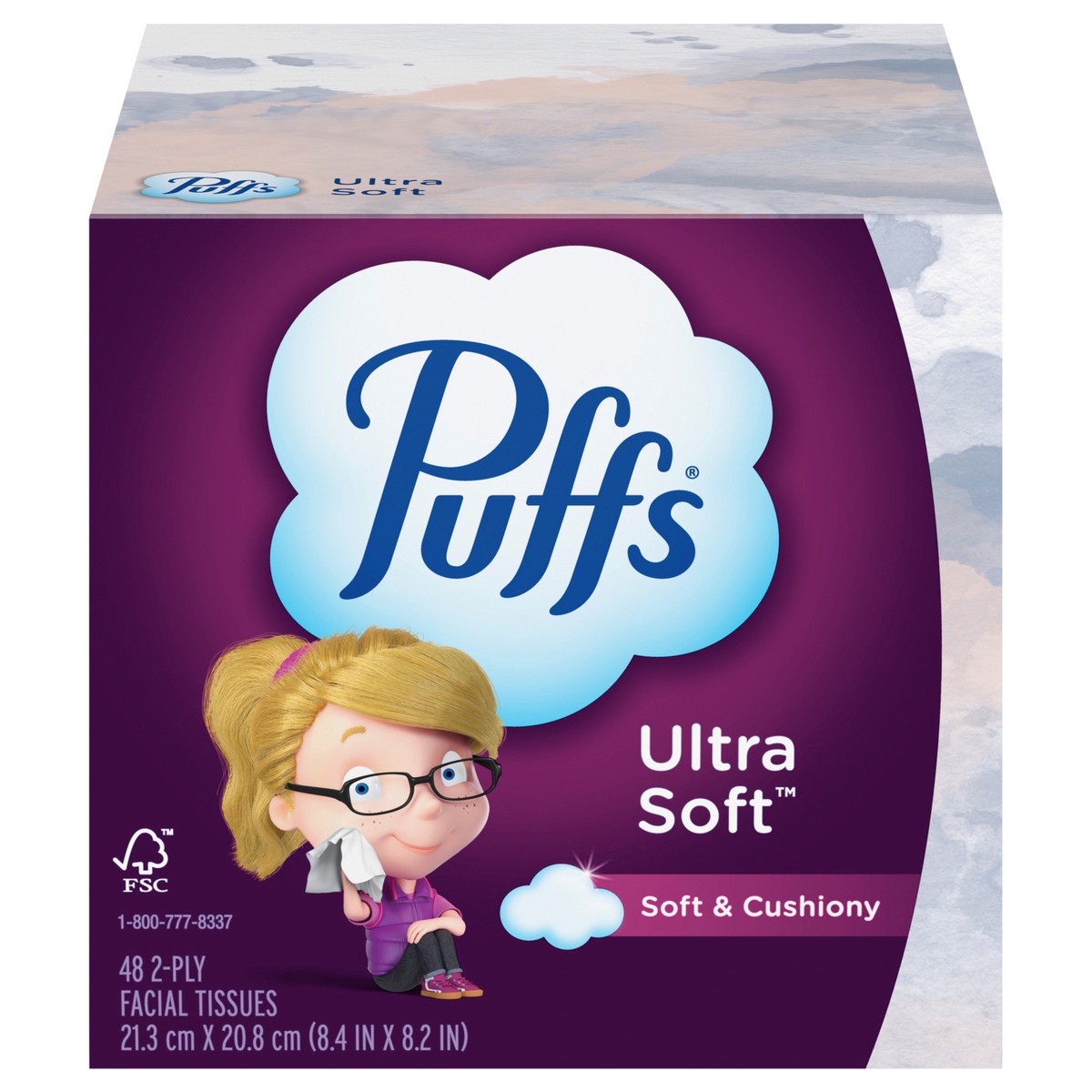 slide 1 of 1, Puffs Ultra Soft Facial Tissues, 1 Cube, 48 Facial Tissues Per Box, 48 ct