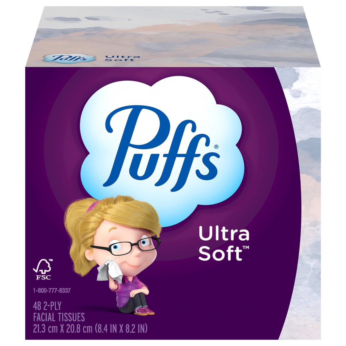 slide 1 of 1, Puffs Ultra Soft Facial Tissues, 1 Cube, 48 Facial Tissues Per Box, 48 ct