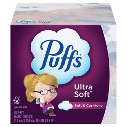 Puffs Ultra Soft Facial Tissues, 1 Cube, 48 Facial Tissues Per Box
