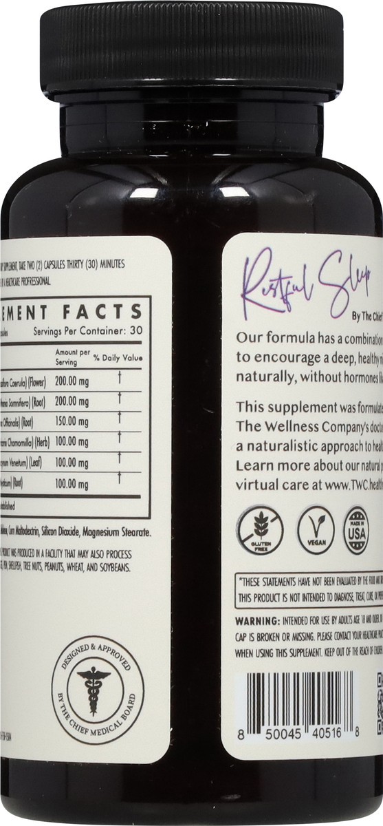 slide 11 of 14, The Wellness Company Melatonin-Free Restful Sleep 60 Vegetarian Capsules, 60 ct