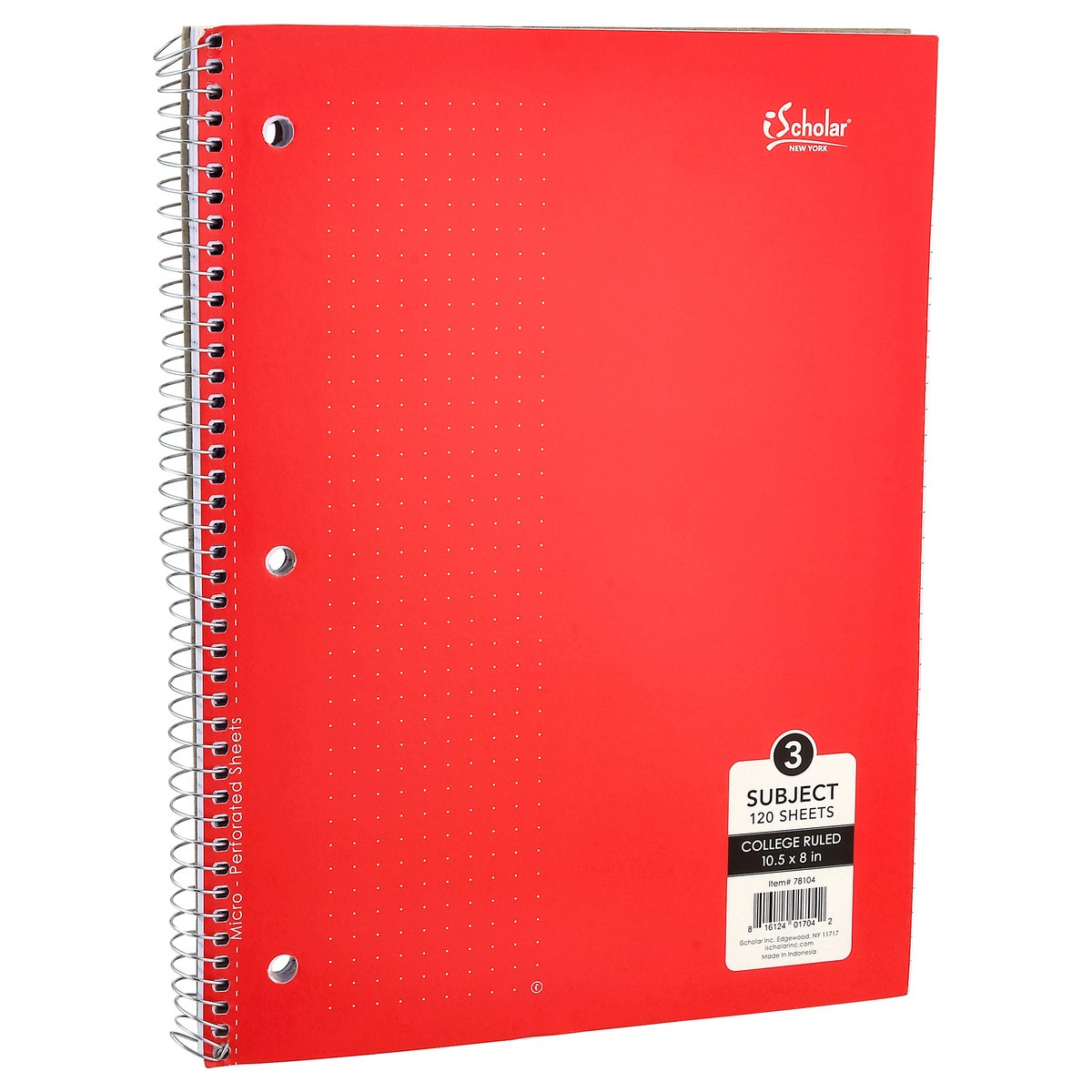 slide 9 of 11, iScholar 3 Subject Wirebound Notebook College Ruled, 120 ct