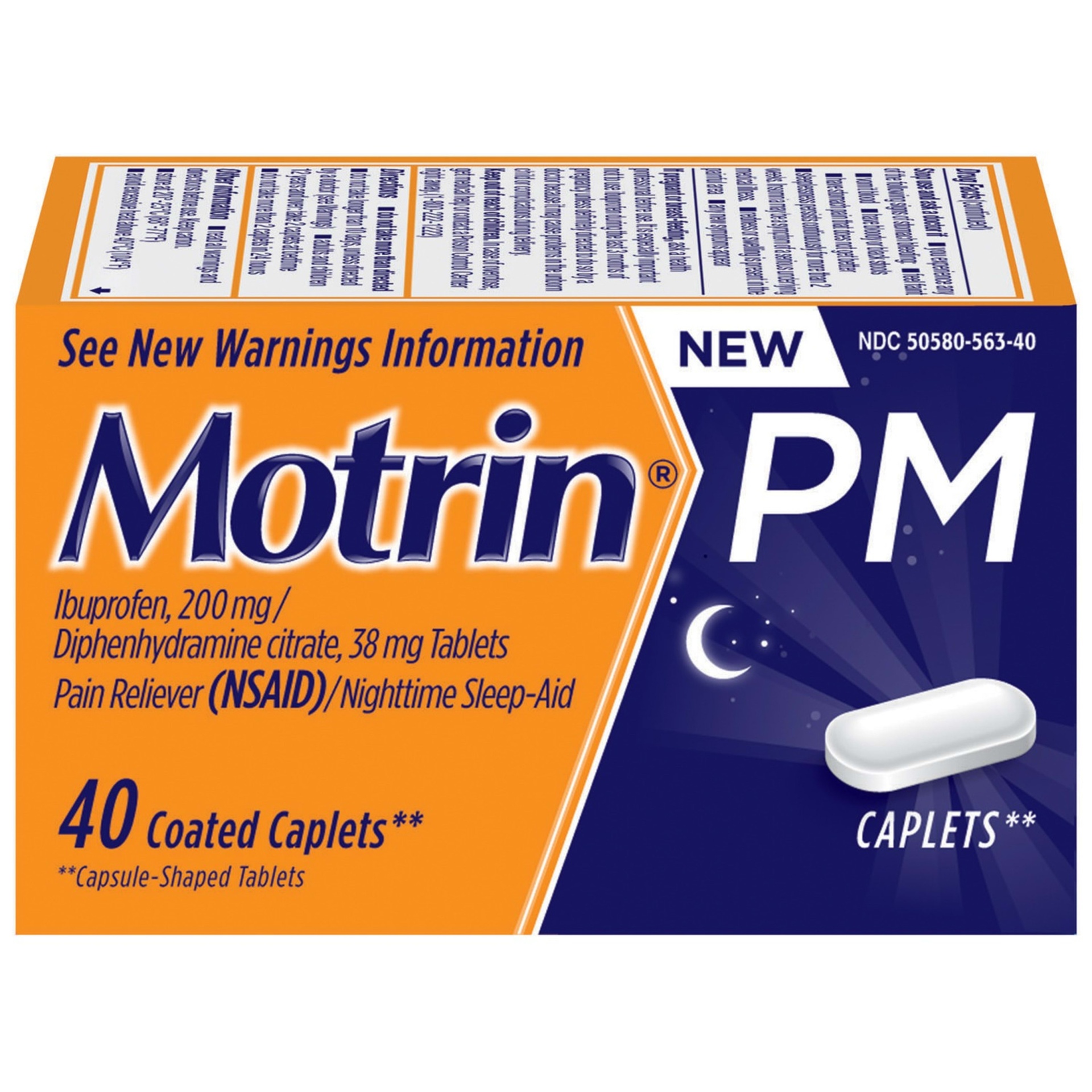 slide 1 of 1, Motrin PM Caplets, 40 Count, 40 ct