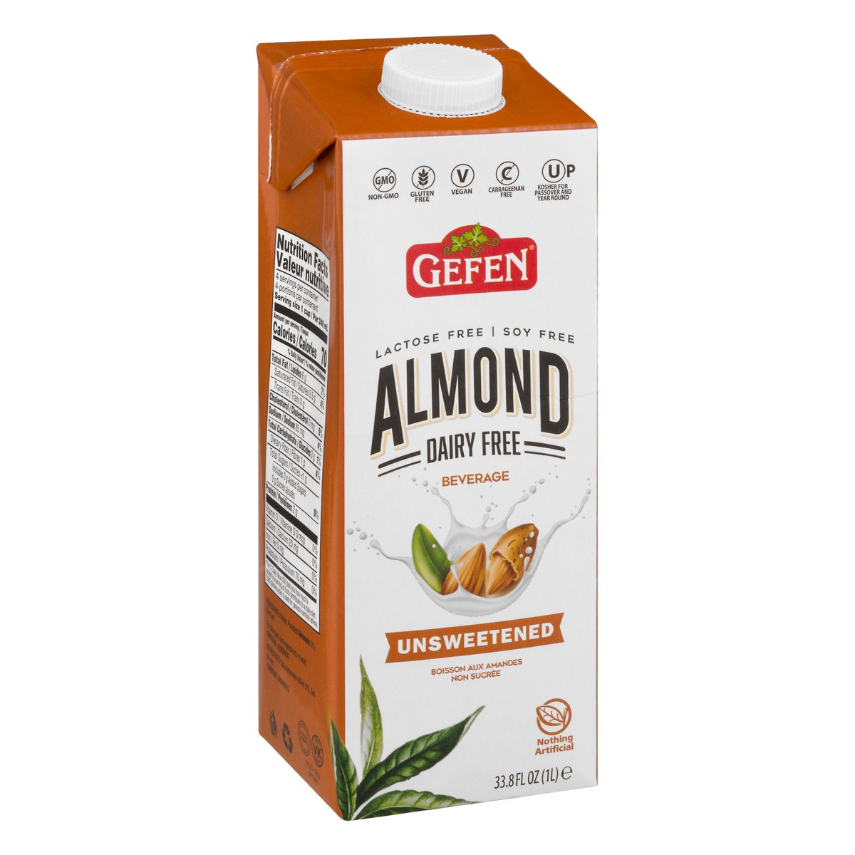 slide 2 of 9, Gefen Unsweetened Dairy Free Almond Milk 33.8 oz, 33.8 oz