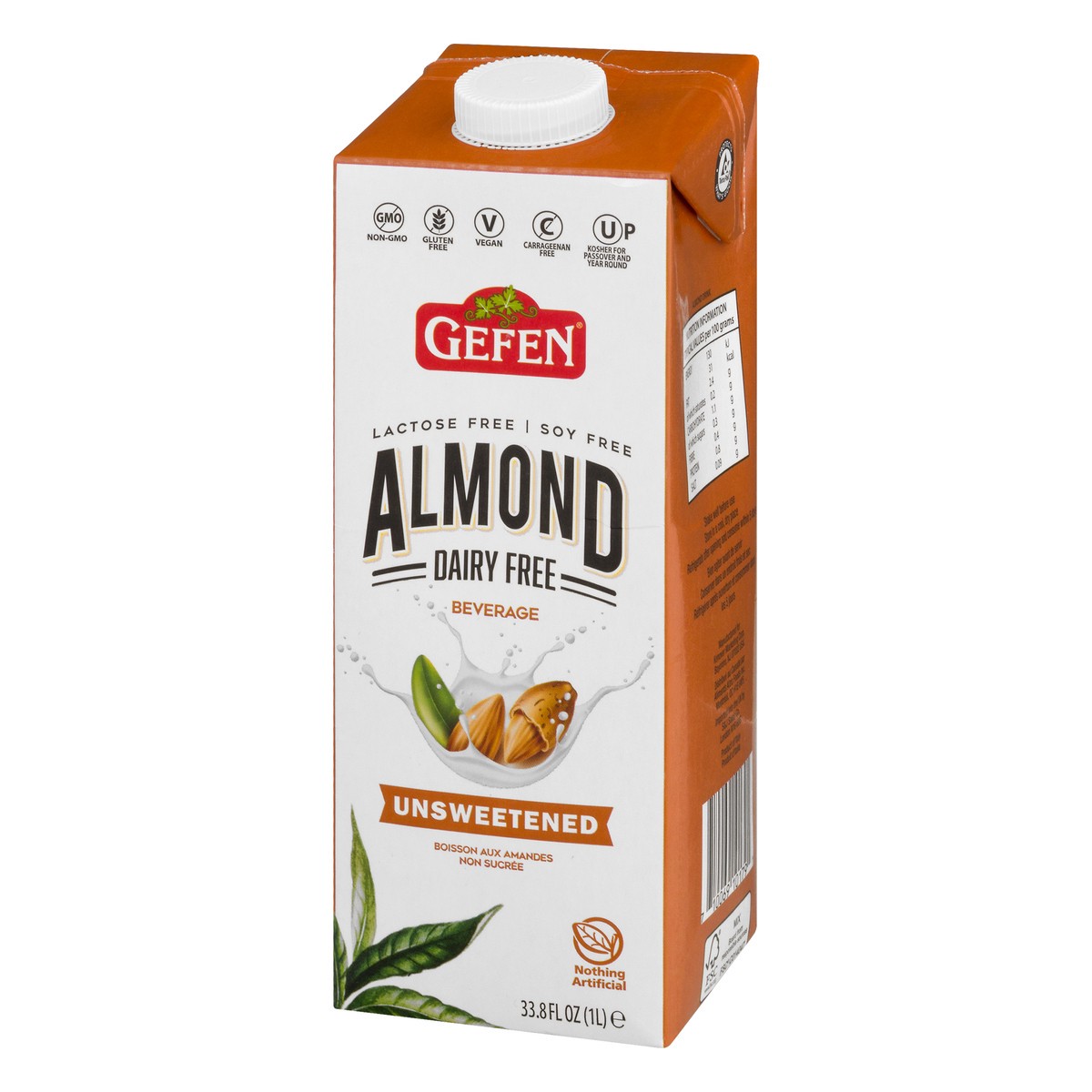 slide 3 of 9, Gefen Unsweetened Dairy Free Almond Milk 33.8 oz, 33.8 oz