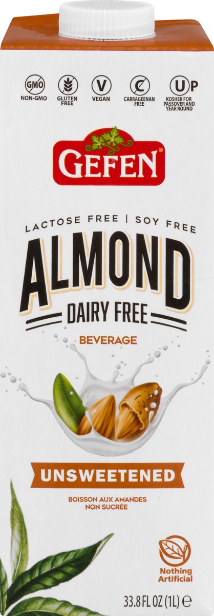 slide 6 of 9, Gefen Unsweetened Dairy Free Almond Milk 33.8 oz, 33.8 oz