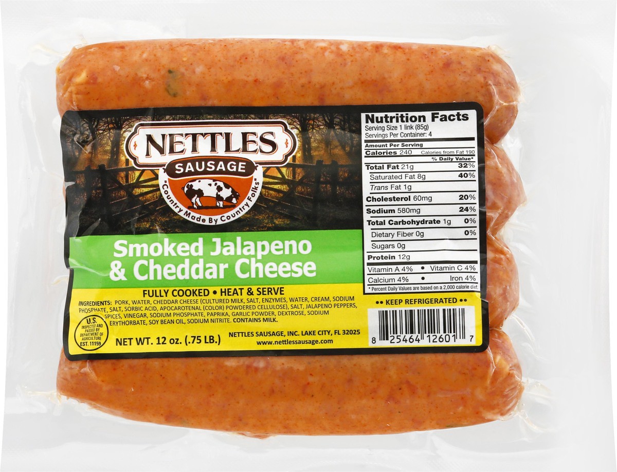 slide 9 of 13, Nettles Smoked Jalapeno & Cheddar Cheese Sausage 12 oz, 12 oz