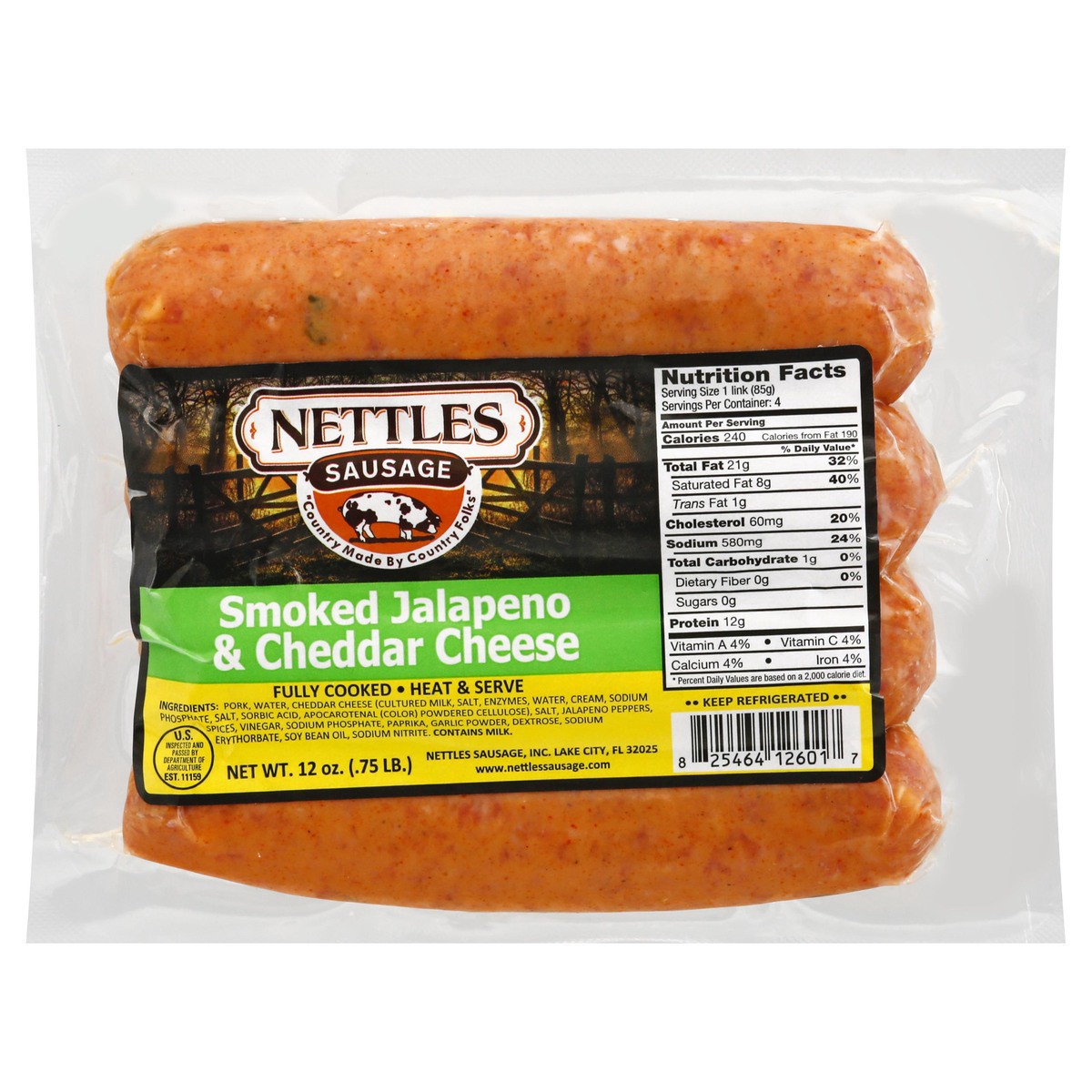 slide 2 of 13, Nettles Smoked Jalapeno & Cheddar Cheese Sausage 12 oz, 12 oz