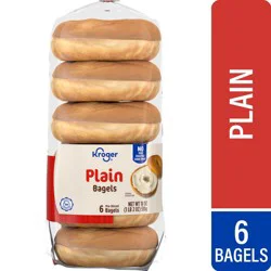 Kroger Plain Bagels, 6 ct / 18 oz